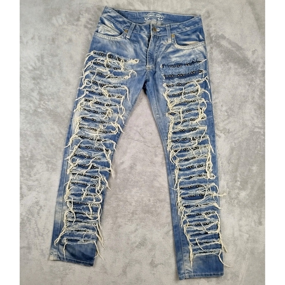 Robin's‎ Jeans Distressed Embellished Studded Splattered Mens 30x30 Made in USA